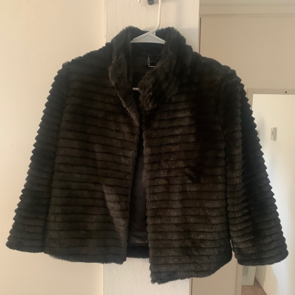 Black faux fur jacket